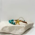 Boho Καλοκαιρινό Βραχιόλι με Επίχρυσο Αστερία και Φυσικό Τυρκουάζ