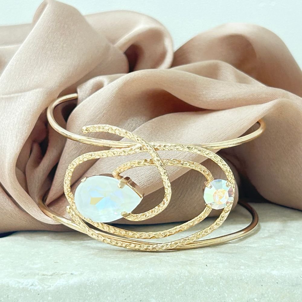 oreixalkos-evitashop-vraxioli4010 Χειροποίητο Ορειχάλκινο Βραχιόλι με Spiral Σχεδιασμό και Ημιπολύτιμους Λίθους - Image 1